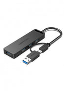 2 u 1 Type-C + USB 3.0 Hub sa 4 ulaza USB 3.0 - Crni