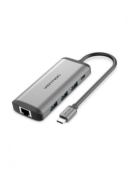 8 u 1 Type-C u HDMI/USB x3/PD/RJ45/TF/SD - Sivi