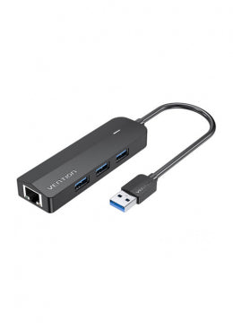 USB Hub 3xUSB + Gigabit Ethernet - Crni