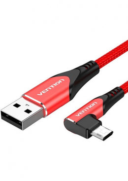 USB 2.0 to Micro-B  Right Angle Cable 2M Red Aluminum Alloy Type(Reversible Design)