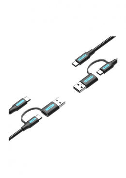USB kabl 3 u 1 (Type-C/Micro/Lightning) 1.5m - Sivi