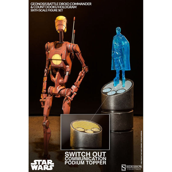 Star Wars Action Figure 1/6 Geonosis Battle Droid Commander & Count Dooku Hologram 30 cm